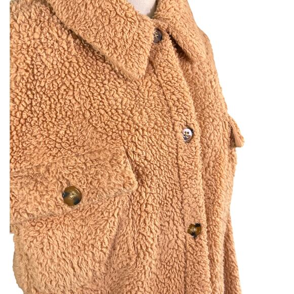 Billabong Teddy Fleece Sherpa Shacket Camel Tan Jacket Women’s Large ABJFT00187 - Picture 8 of 10
